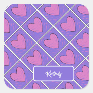 Herz-Applikations-Quiltmuster  Quadratischer Aufkleber