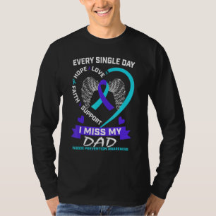 Herz Aquamarin Lila I Miss Mein Vater Suizid Bewus T-Shirt