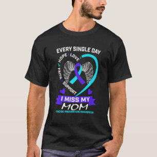 Herz Aquamarin Lila I Miss Meine Mama Suizid Bewus T-Shirt