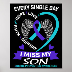 Herz Aquamarin Lila I Miss My Son Suicide Bewussts Poster