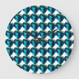 Herz Aquamarine, blau Große Wanduhr