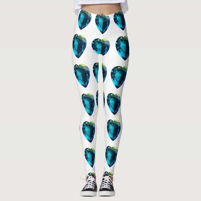 Herz Aquamarine, blau Leggings (Vorderseite)