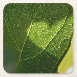 Herz auf einem sonnenbeschienenen Blatt-Unterleger Rechteckiger Pappuntersetzer