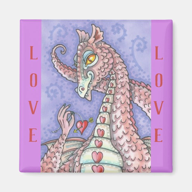 HERZ AUF EINEM STREITPINK-DRAGON-MAGNET MAGNET (Vorne)