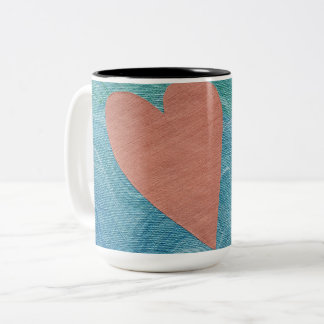 Herz auf Ozeanwellen Zweifarbige Tasse