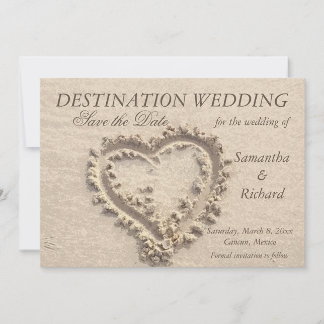 Herz auf Sand - Ankündigung Datum freihalten (Vorderseite)