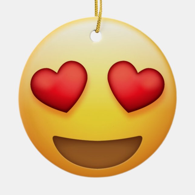 Herz-Auge und Kuss Emoji Verzierung Keramik Ornament (Vorne)
