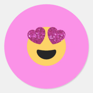 Herz-Augen-Emoji Runder Aufkleber