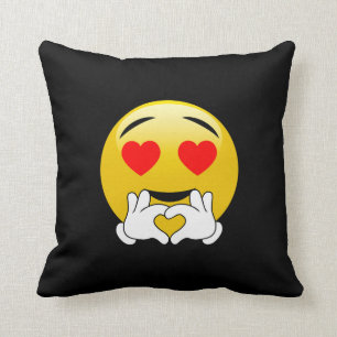 Herz-Augen u. HändeEmoji Liebe Kissen
