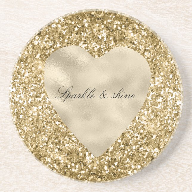 Herz aus Gold Glitter Personalized             Getränkeuntersetzer (Vorne)