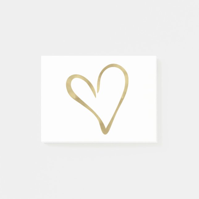 Herz aus Gold Post-it Klebezettel (Vorderseite)