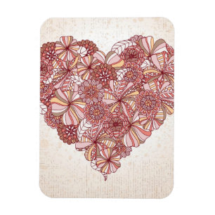 Herz aus handgezeichneten Blumen Magnet