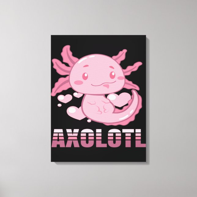 Herz Axolotl | Niedlicher Cartoon Axolotl Leinwanddruck (Vorderseite)