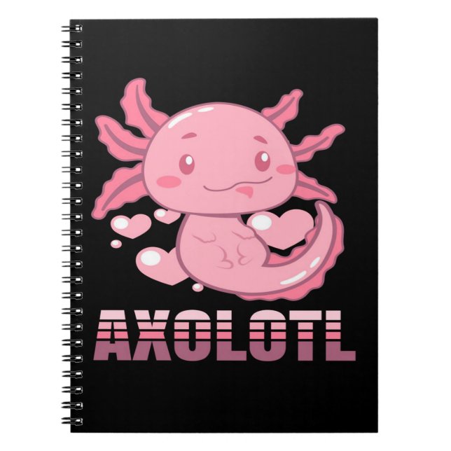 Herz Axolotl | Niedlicher Cartoon Axolotl Notizblock (Vorderseite)