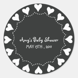 Herz - BabYShower Stickers-5 Runder Aufkleber