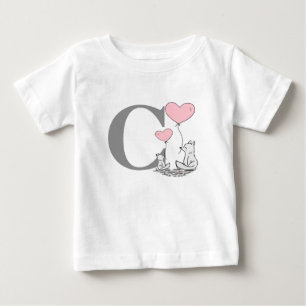 Herz-Ballon-Initiale Mutterund BabyFox rosa Baby T-shirt