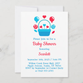 Herz, Ballons und Herzkorb Einladung