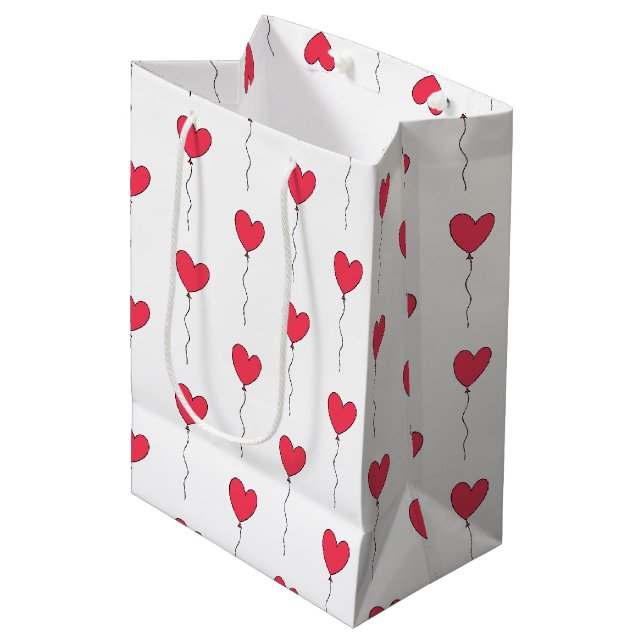 Herz Balloons Mittlere Geschenktüte (Vorderseite Schrägansicht)
