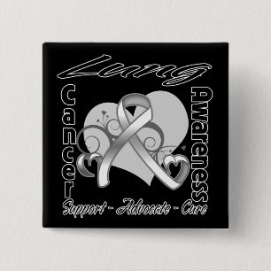 Herz-Band - Lungenkrebs-Bewusstsein Button