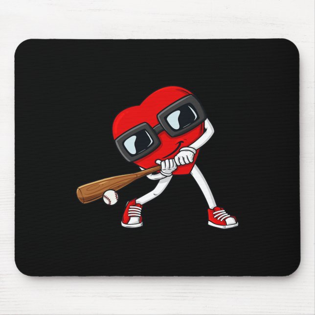 Herz Baseball Valentinstag Fun Boys Girls Kinder Mousepad (Vorne)
