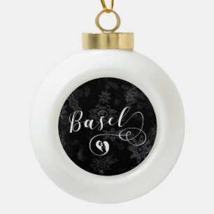 Herz-Basel-Flagge, Basel, Schweiz Keramik Kugel-Ornament