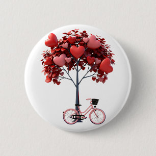 Herz Baum Fahrrad Romantisches Valentinstag Runde  Button