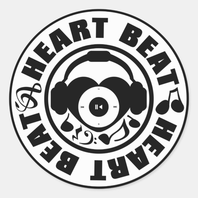 Herz_Beat Runder Aufkleber (Vorderseite)