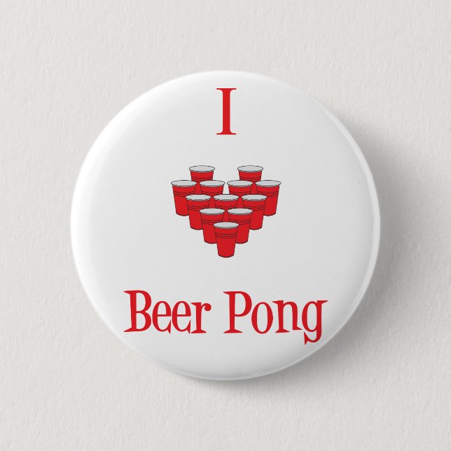 (Herz) Bier I Pong Knopf Button (Vorderseite)