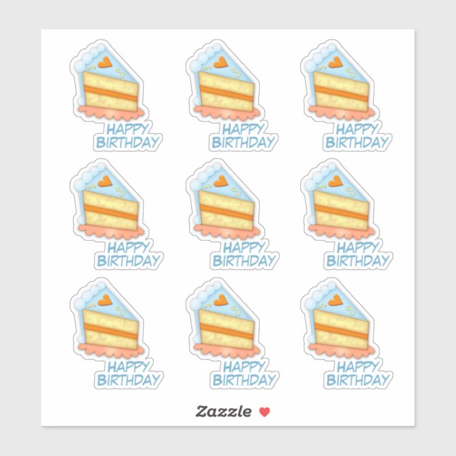 Herz Birthday Cake Contour Aufkleber (Blatt)