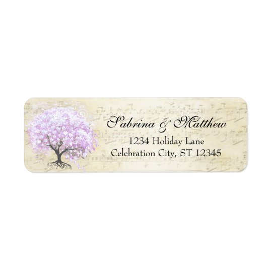 Herz-Blatt-Lavendel-Baum-Vintage Vogel-Hochzeit