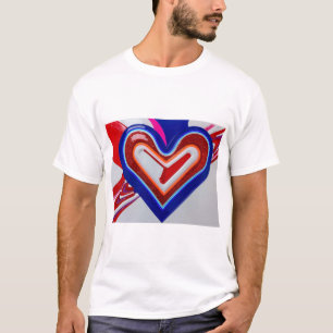 Herz Blau Rotes T-Shirt