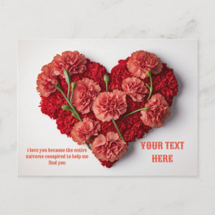 Herz blühende Blumen benutzerdefinierte Geschenkka Feiertagspostkarte
