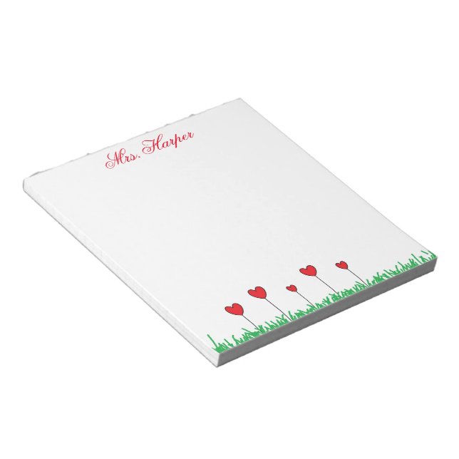 Herz-Blume Personalisiert Notepad Notizblock (angewinkelt)
