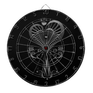 Herz-Blume - Silber Dartscheibe