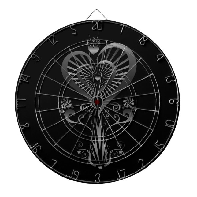 Herz-Blume - Silber Dartscheibe (vorne)