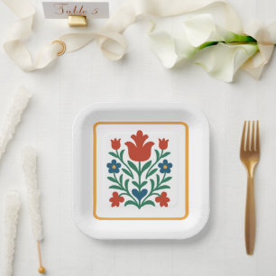 Herz- & Blütenblatt-Blumen-Volksfest Pappteller