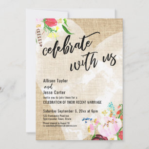 Herz Boho Floral Jute Feiern Sie mit uns Party Einladung