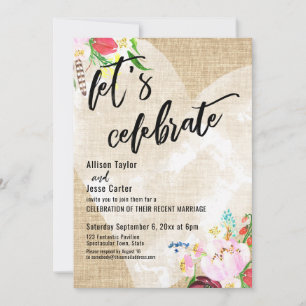 Herz Boho Floral Jute Lasst uns feiern Empfang Einladung
