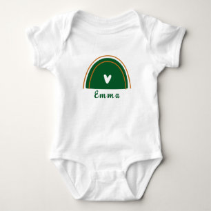 Herz Boho Grün Regenbogen mit personalisiertem Nam Baby Strampler