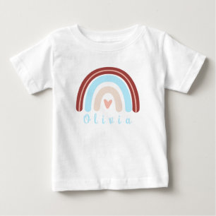 Herz Boho Rainbow mit Personalisiertem Namen Baby T-shirt
