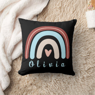 Herz Boho Rainbow mit Personalisiertem Namen Kissen