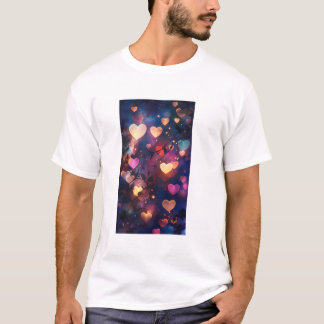 Herz Bokeh Licht in einem traumhaften Nachtgarten T-Shirt