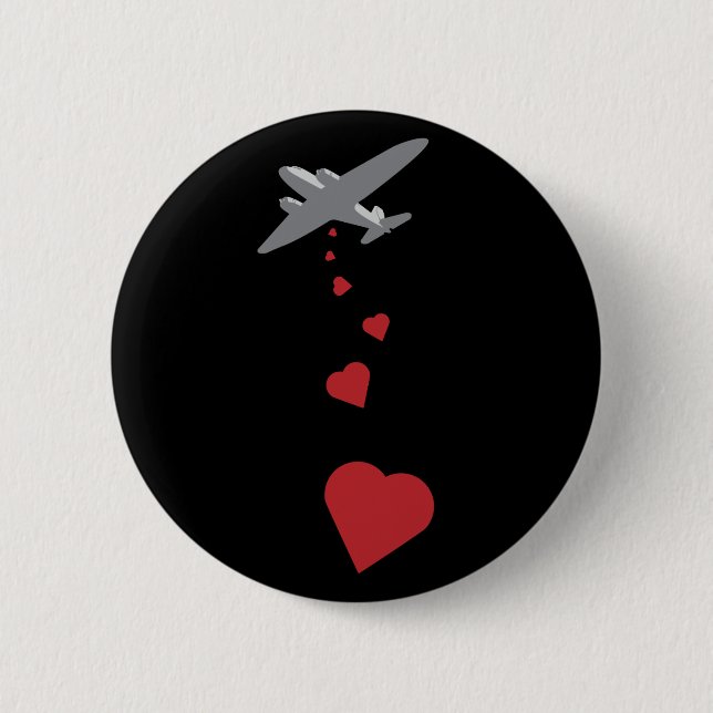 Herz-Bomber - machen Sie Liebe-nicht Krieg Button (Vorderseite)