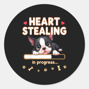 Herz Boston Terrier Hund Lustiges Geschenk Bostie Runder Aufkleber