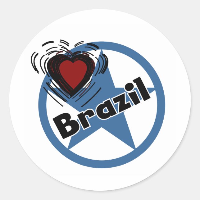 Herz Brasilien Runder Aufkleber (Vorderseite)