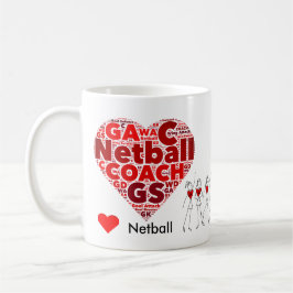 Herz bringt Wort-WolkeNetballzug in Position Kaffeetasse