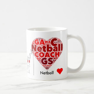 Herz bringt Wort-WolkeNetballzug in Position Kaffeetasse