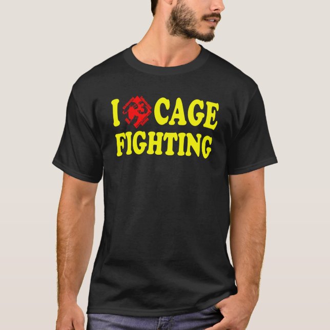 (Herz C3) Käfig I, der schwarzes T-Shirt kämpft (Vorderseite)