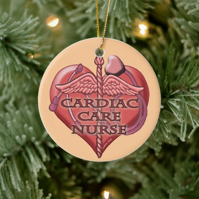 Herz Caduceus Herzpflegerkrankheit Keramik Ornament (Baum)