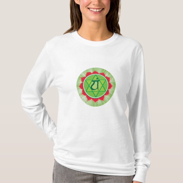 Herz Chakra Anahata Long Sleeve T - Shirt, weiß T-Shirt (Vorderseite)